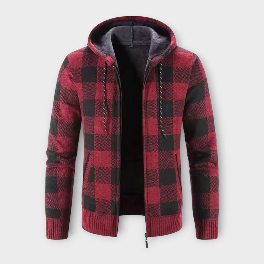 Gareth | Men's Hooded Plaid Cardigan