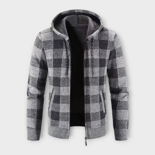 Gareth | Men's Hooded Plaid Cardigan