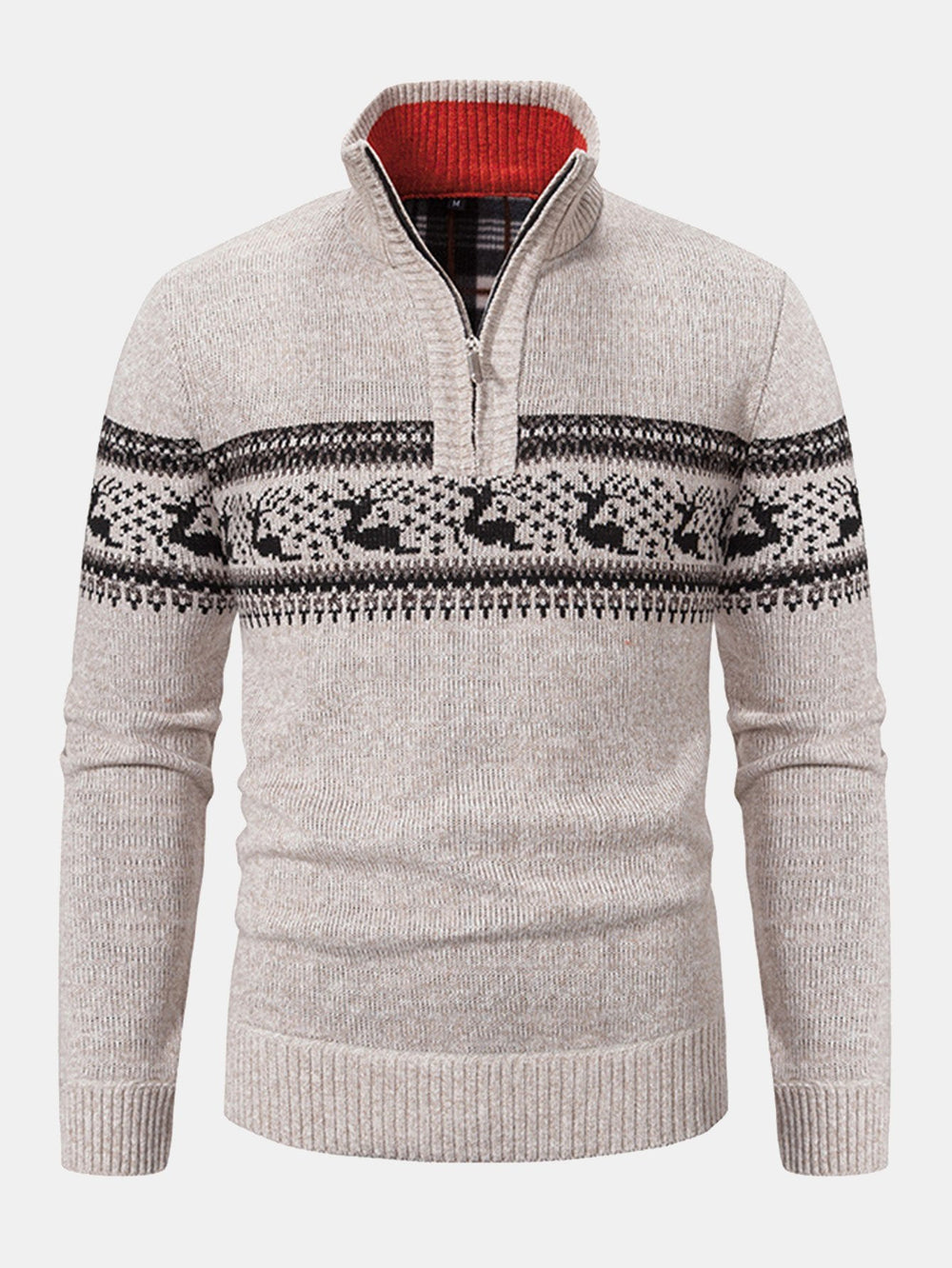 Garry | Elk Print Quarter Zip Jumper